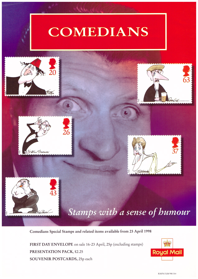 (image for) 1998 Comedians Post Office A4 poster. RMN/328/98/A4.
